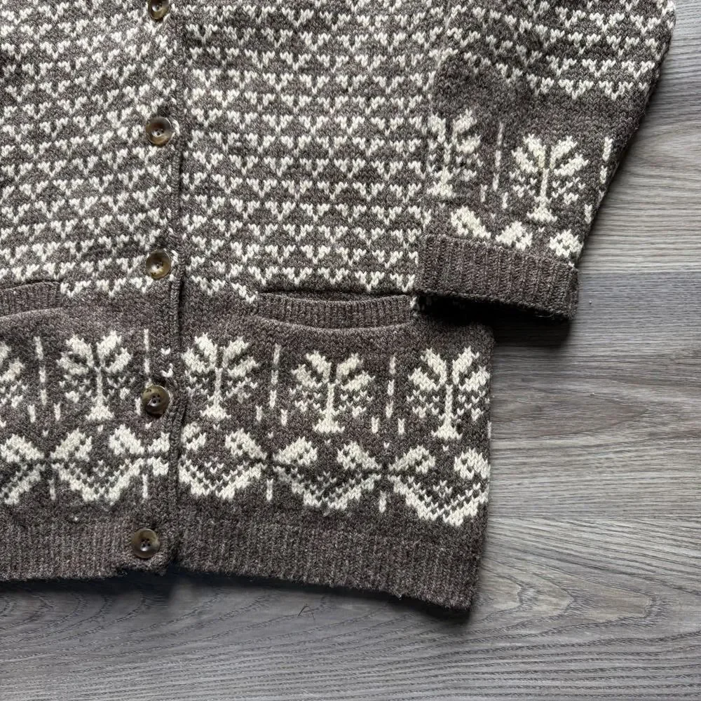 Vintage LL Bean Cardigan Sweater Mens Small S Wool Birdseye Fair Isle USA